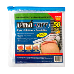 BOLSAS ZIPP U-THIL 16.5X14.9CM 50 UNID