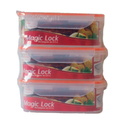 PACK X3 LOCK RECTANGULAR 0.90 LT  MAGICPLAST